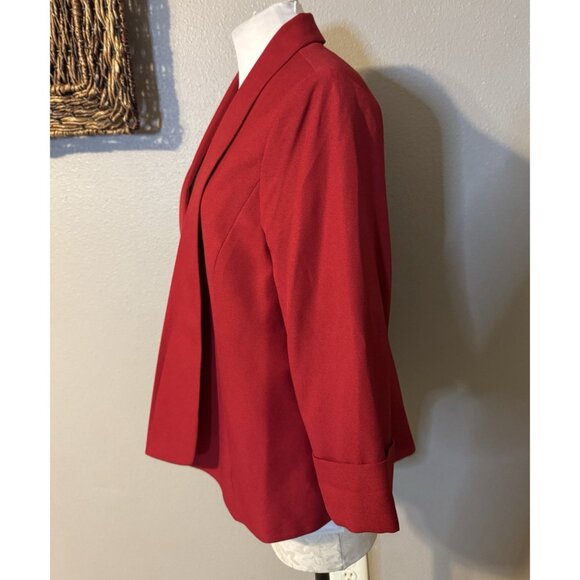 Kasper Separates Suit Jacket Blazer 14 Red Open Front 3/4 Long Sleeve NEW - Picture 10 of 11